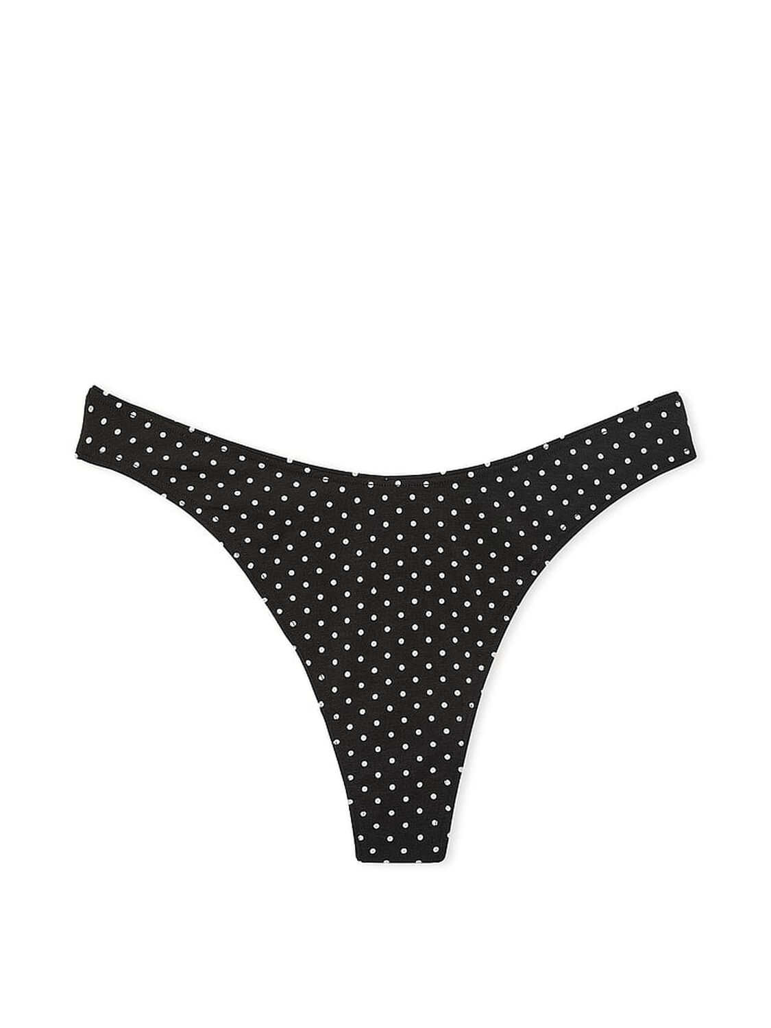 vs Victoria's Secret Stretch Cotton High-Leg Scoop Thong Panty Black & White Dots 3 of 3 