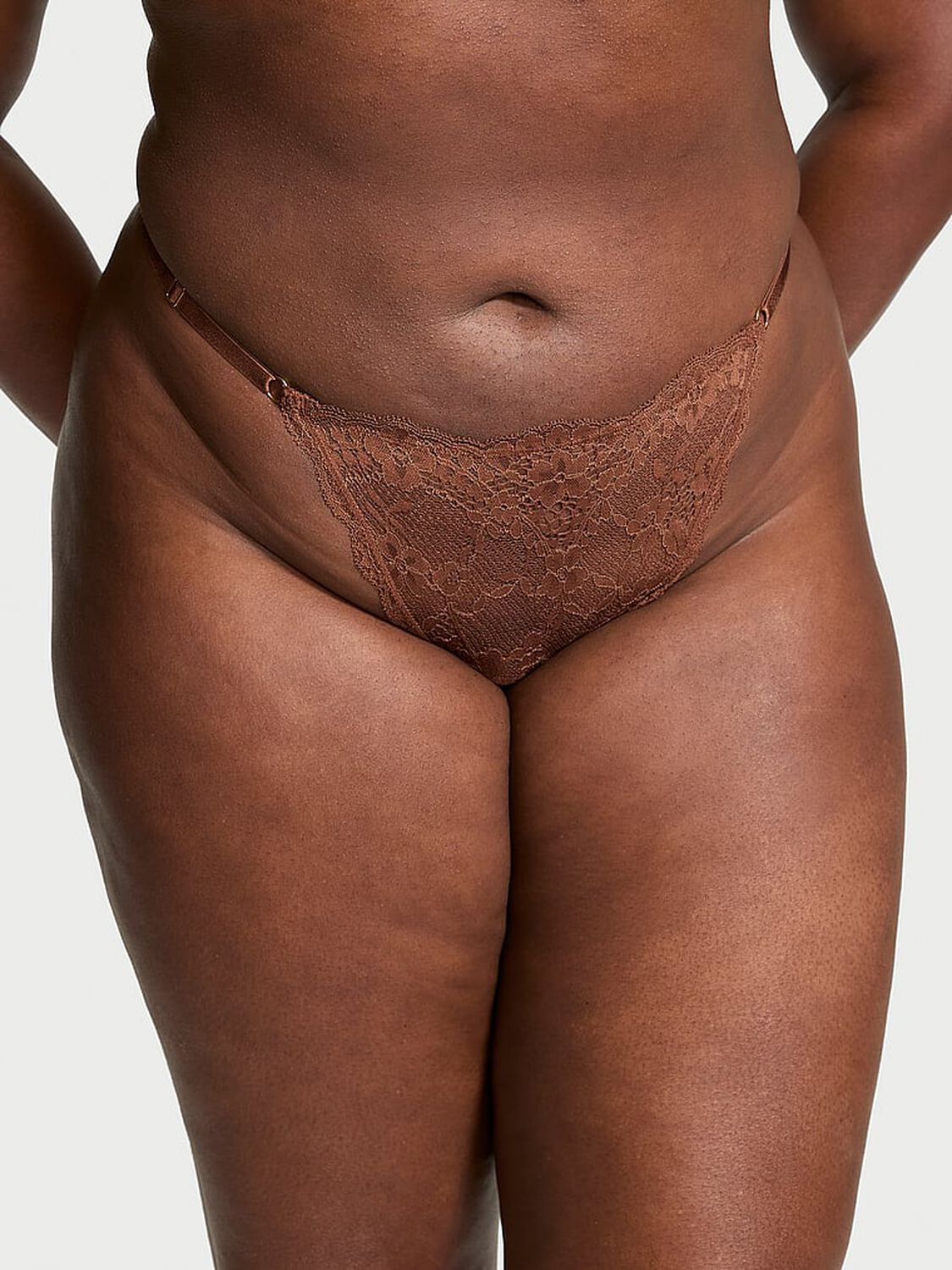 vs Dream Angels Lace Adjustable V-String Panty Mousse 1 of 3 