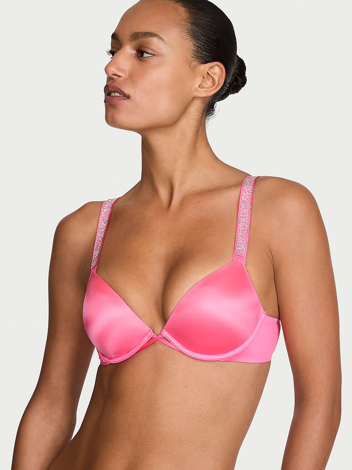 vs Very Sexy Logo Shine Strap Push-Up Bra Bombshell Pink 1 of 3 