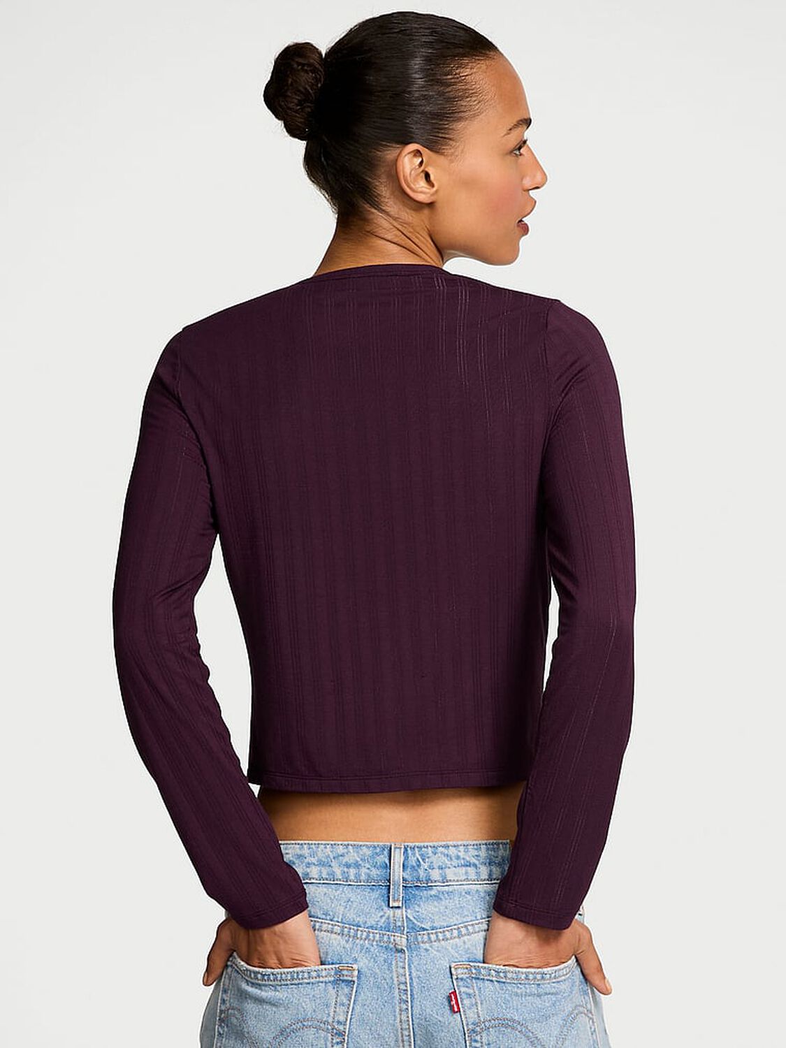 vs Victoria's Secret Ultra-Fine Modal Cardigan Winter Wine 1 of 3 