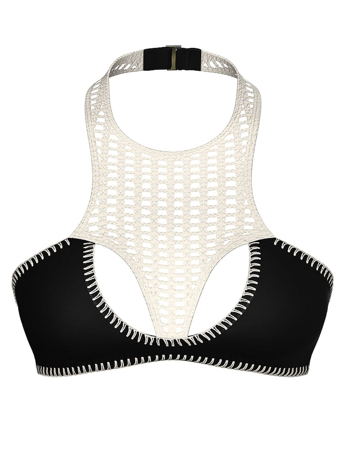 vs Victoria's Secret Swim Archives Crochet Scuba High-Neck Bikini Top Pure Black 3 of 4 