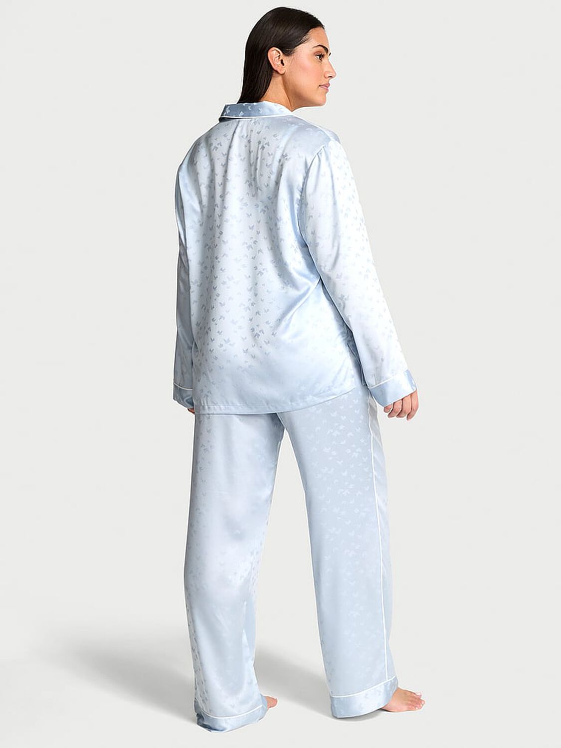 vs Victoria's Secret Butterfly Satin Long Pajama Set Palest Blue 2 of 3 