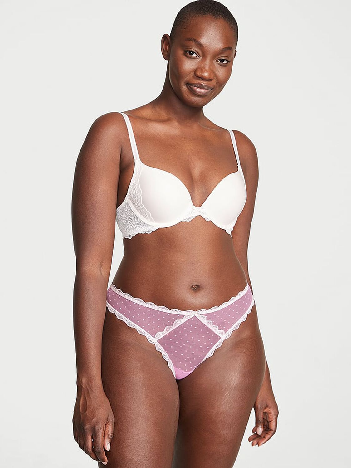 vs Dream Angels Swiss Dot Lace Thong Panty 1 of 4 