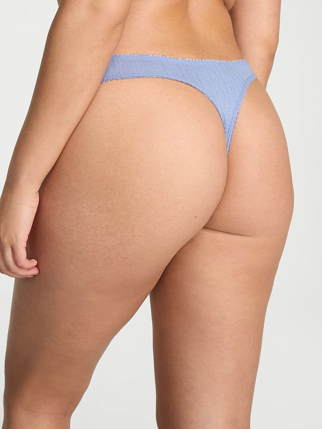 vs Victoria's Secret Stretch Pointelle High-Leg Scoop Thong Panty Light Lavender 2 of 3 