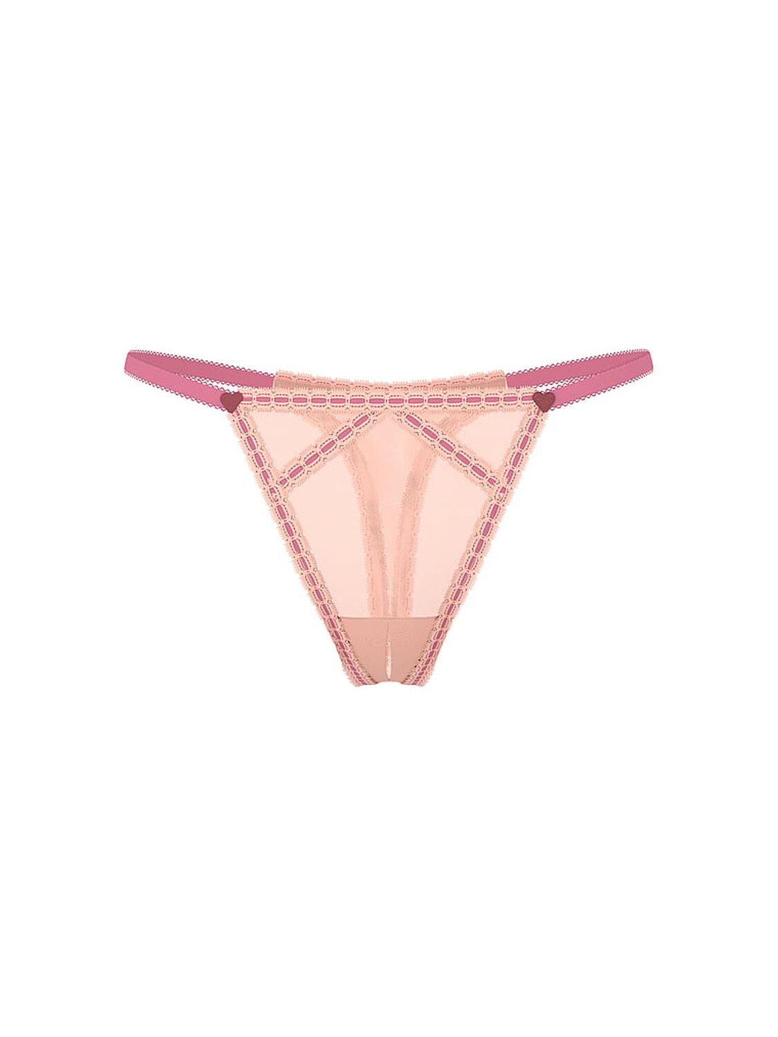 vs Dream Angels Sheer Ribbon Slot Crotchless String Thong Panty Peach 3 of 3 