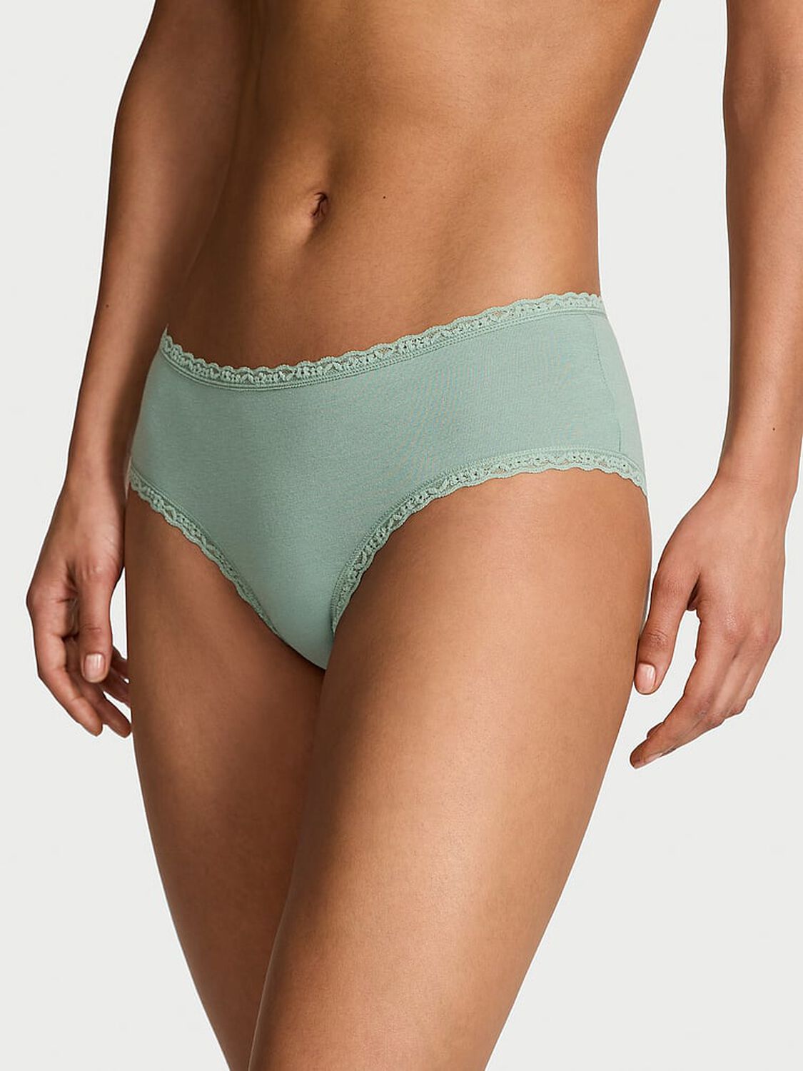 vs The Lacie Cotton Lace-Waist Cheeky Panty Seasalt Green 1 of 3 