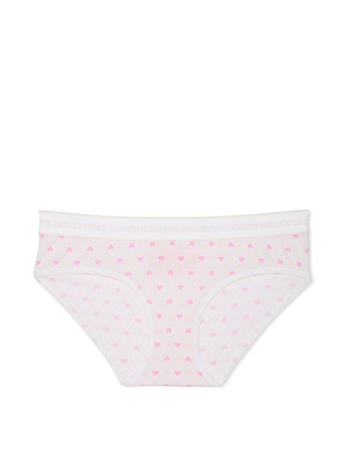 vs Cotton Logo Cotton Hiphugger Panty White & Pink Hearts 3 of 4 