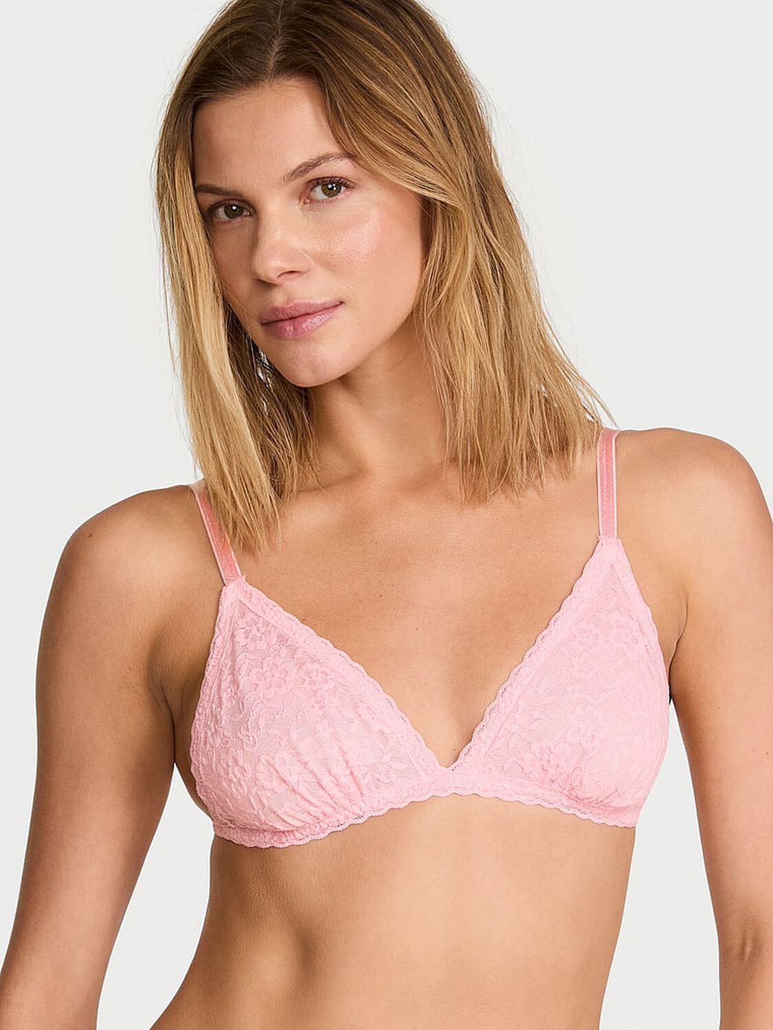 vs Victoria's Secret Lacie Unlined Triangle Bralette Pretty Blossom 1 of 3 