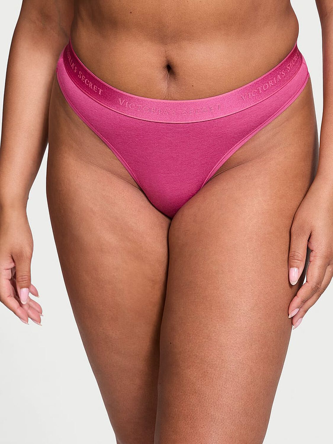 vs Cotton Logo Cotton Thong Panty Luscious Rose 1 of 3 