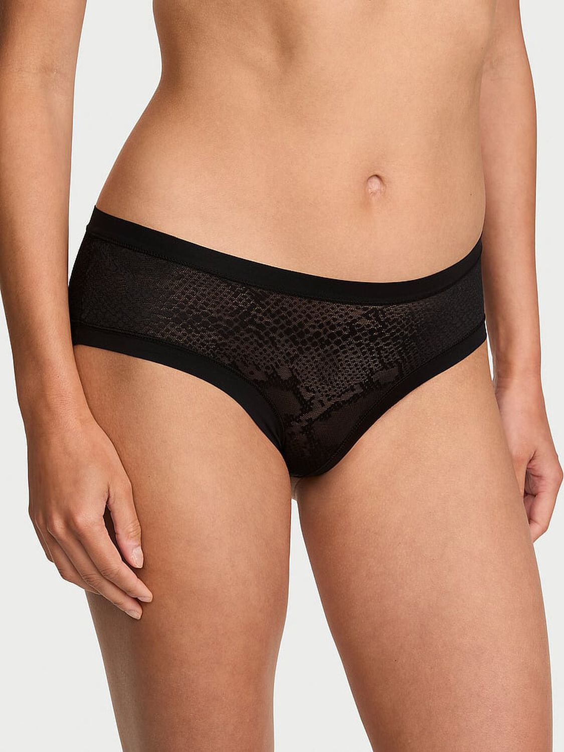 vs No-Show No-Show Snake Mesh Cheeky Panty Black 1 of 3 