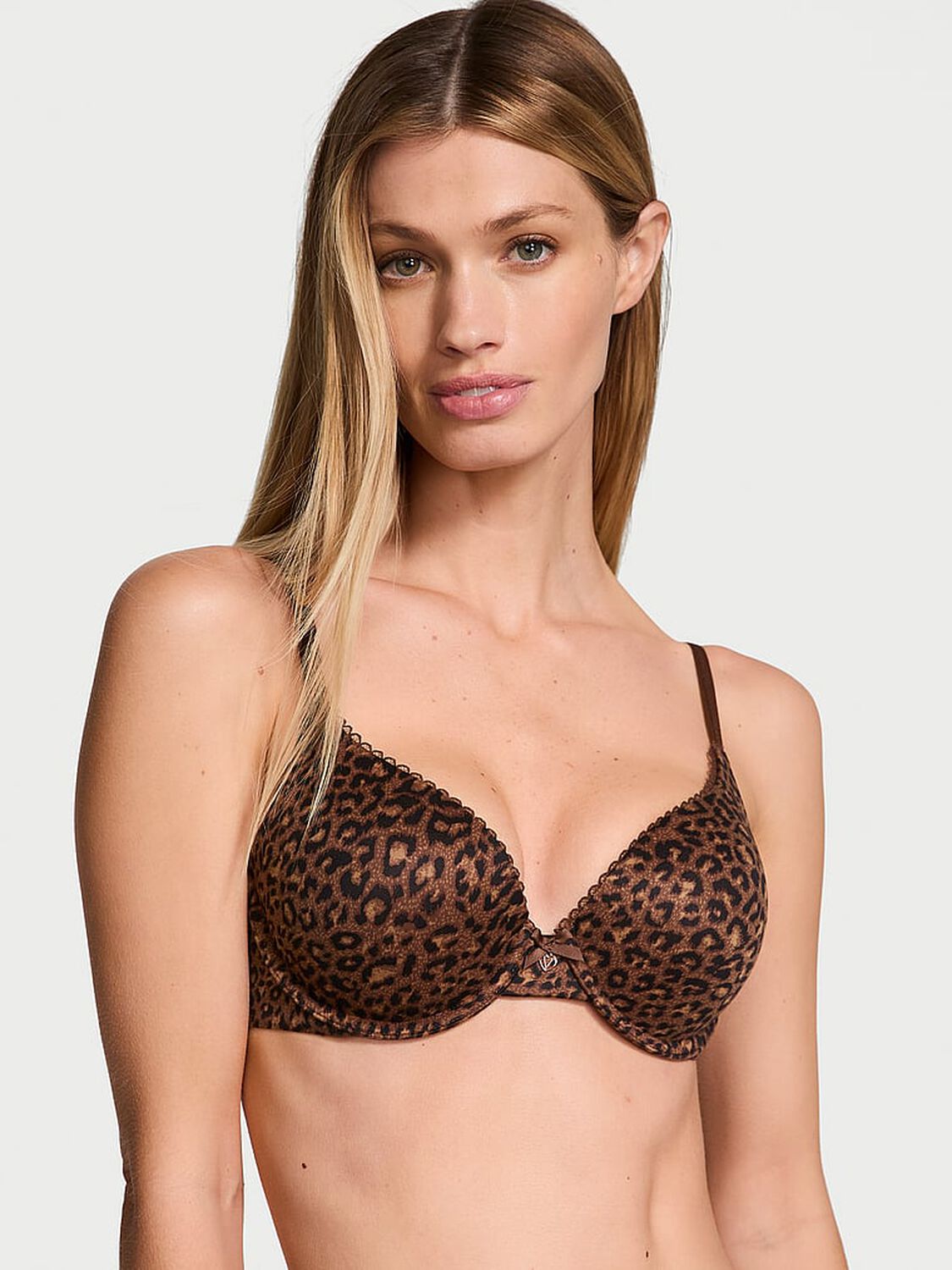 vs Body By Victoria Perfect Shape Push-Up Smooth Bra Ganache Glam Leopard 1 of 3 