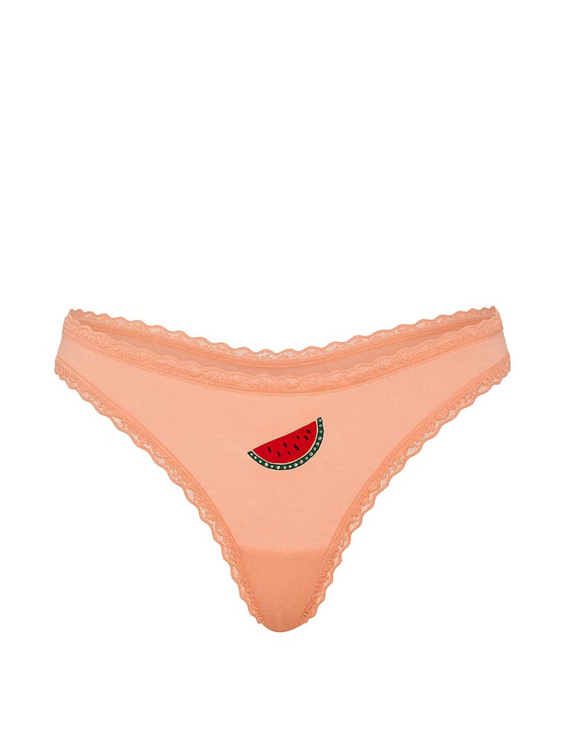 vs Lace Trim Cotton Lace-Waist Thong Tropical Peach Watermelon 3 of 3 