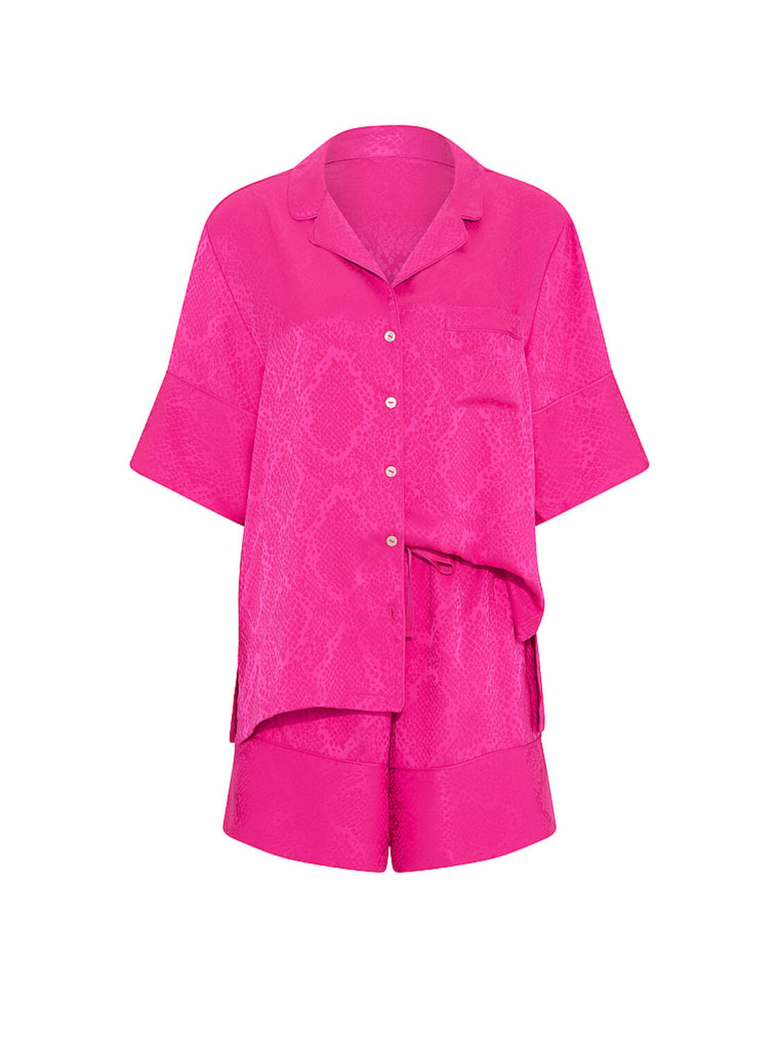 vs Victoria's Secret Signature Satin Short Pajama Set Pink Fire 3 of 3 