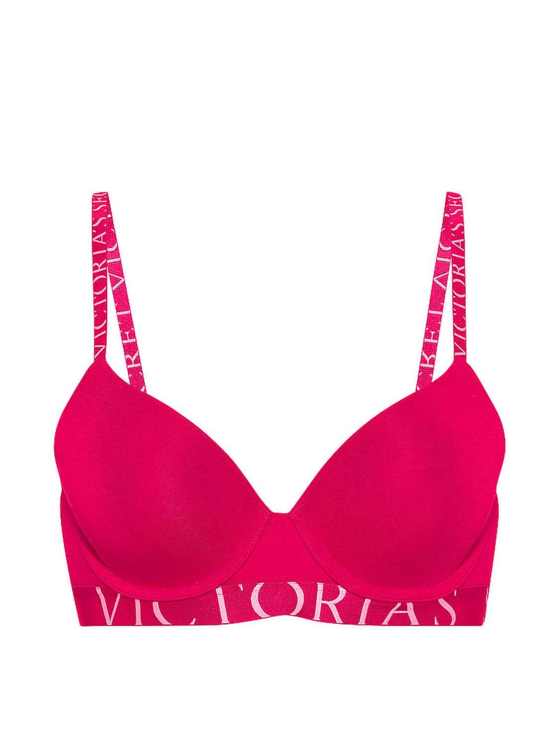 vs The T-Shirt Perfect Shape Cotton Exploded Logo Push-Up Bra Vibrant Fuchsia 3 of 3 