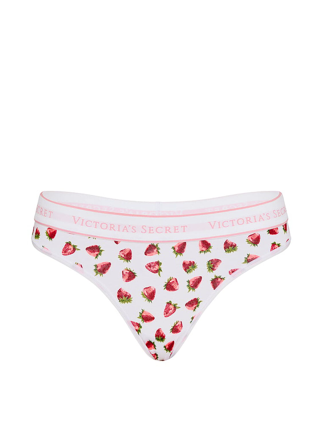 vs Cotton Logo Cotton Thong Panty White Strawberries 3 of 3 