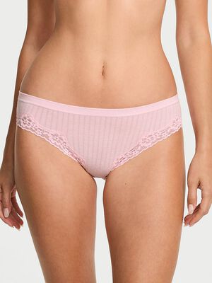 Seamless Rib Lace-Trim Bikini Panty