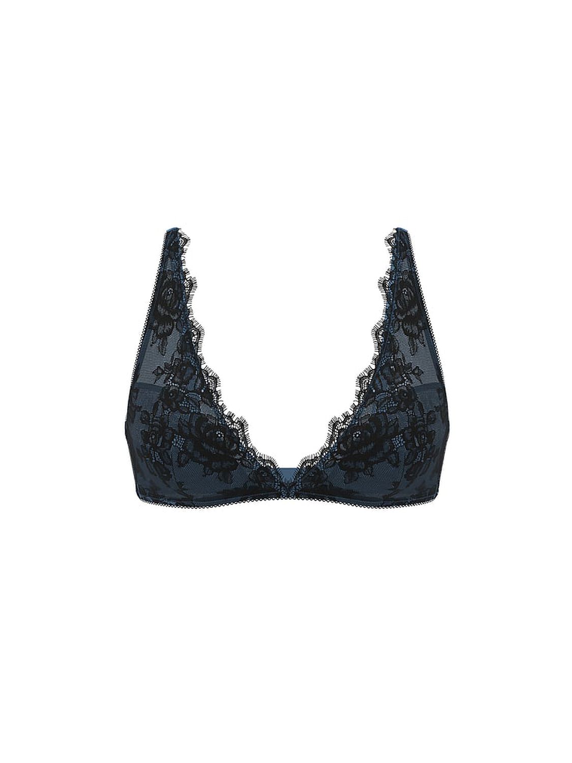vs Very Sexy Denim Rose Lace Unlined Triangle Bralette Denim Blue 3 of 3 