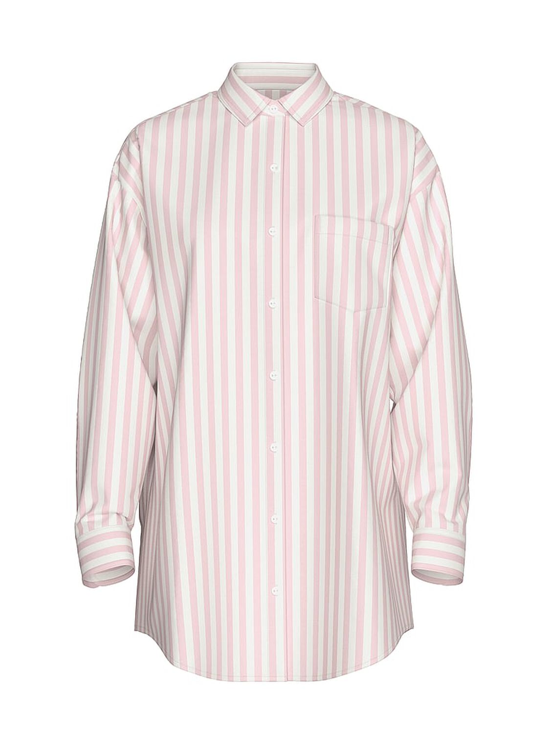 vs Victoria's Secret Swim Iconic Stripe Linen Boyfriend Shirt Dress Pink Iconic Stripe 3 of 3 