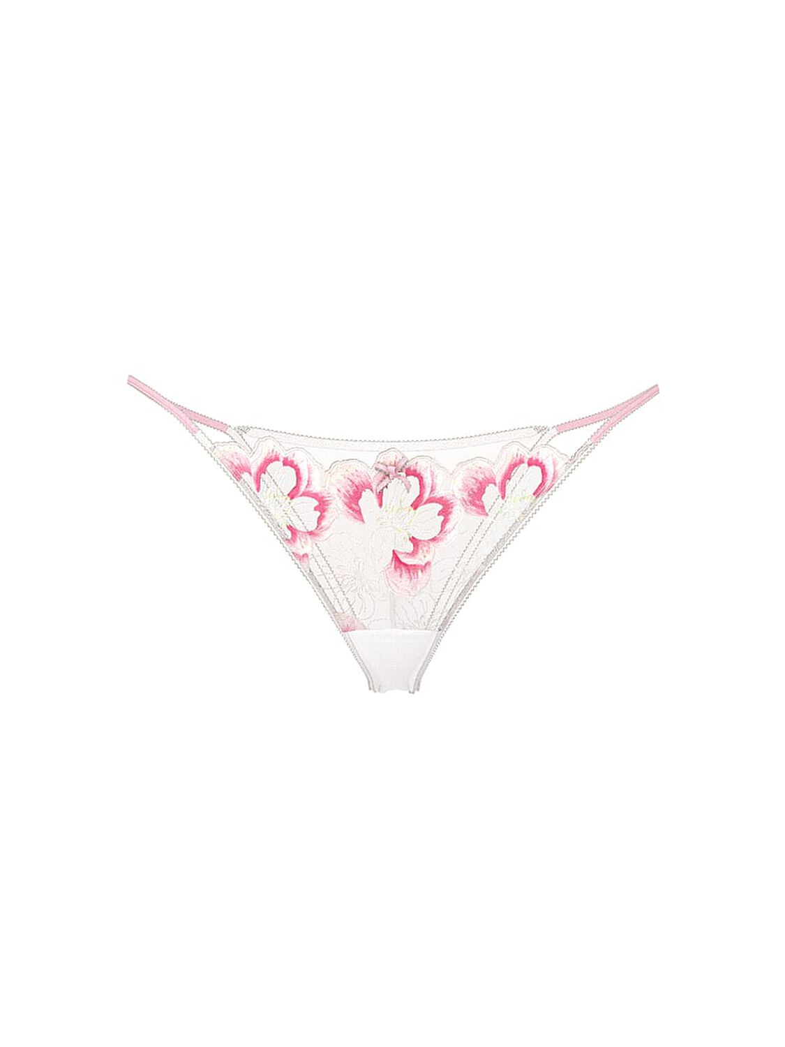 vs Dream Angels Peony Embroidery Brazilian Panty White & Pink Peonies 2 of 2 