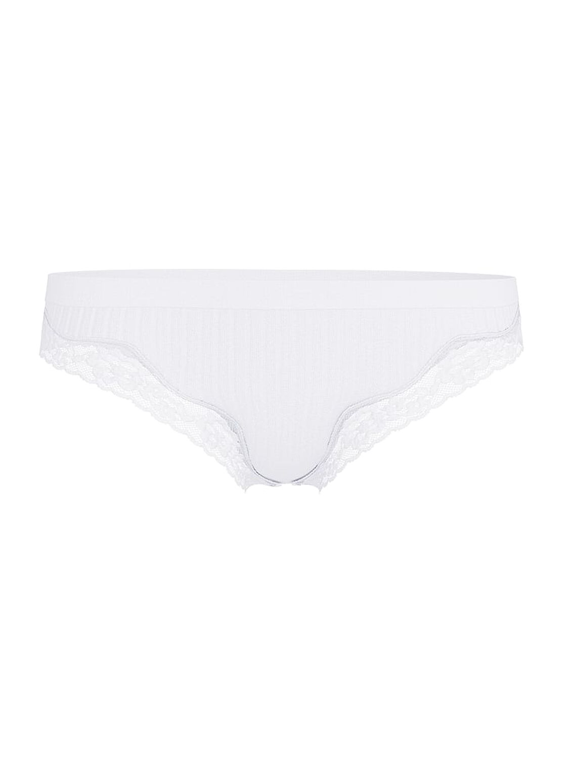 vs Seamless Seamless Rib Lace-Trim Thong Panty Vs White 2 of 2 