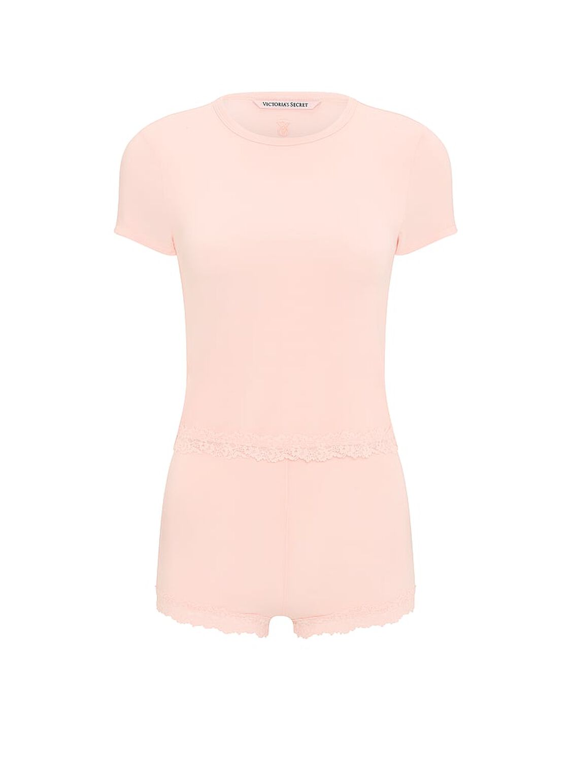 vs Victoria's Secret SoSoft&trade; Modal Lace-Trim Tee & Shortie Set Purest Pink 3 of 3 