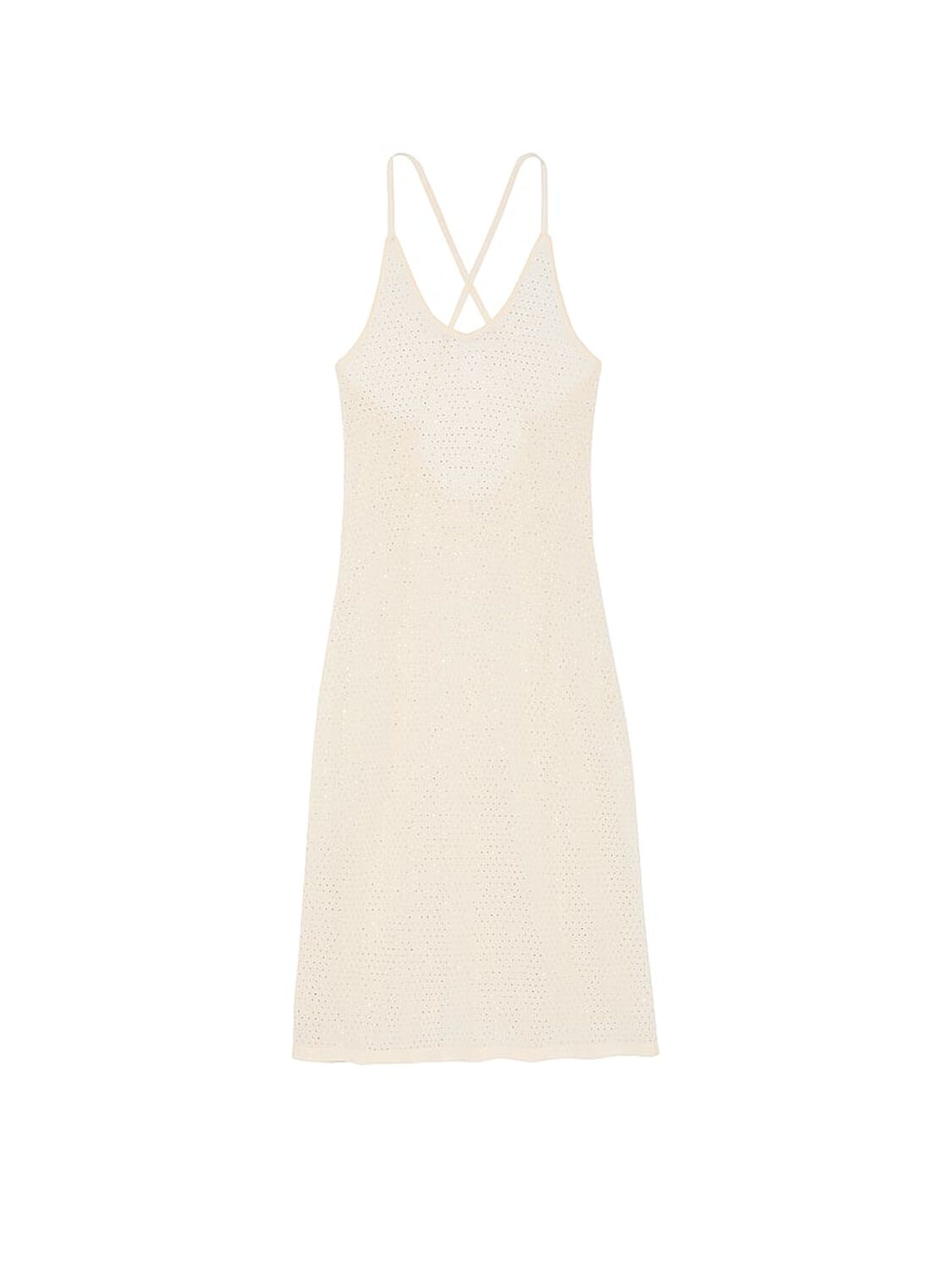 vs Victoria's Secret Swim Beachwear Shine Knit Cover-Up Midi Dress Candlelight 3 of 4 