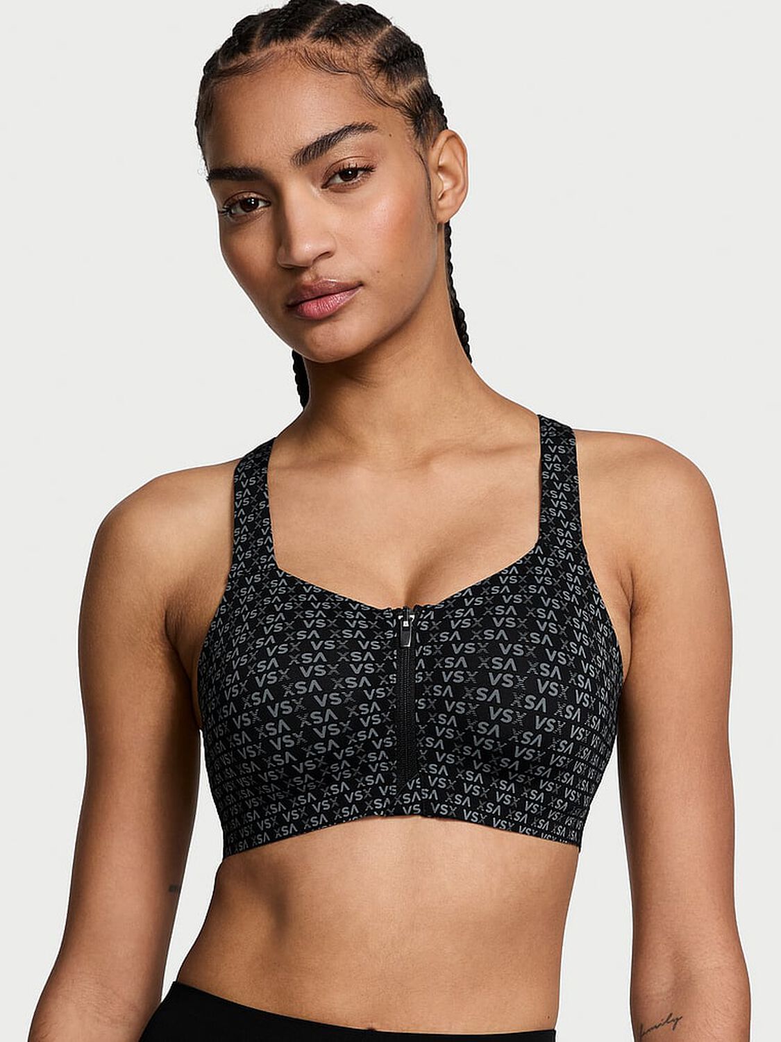 vs Vsx Knockout Front-Close Sports Bra Black Vsx Logo 1 of 4 