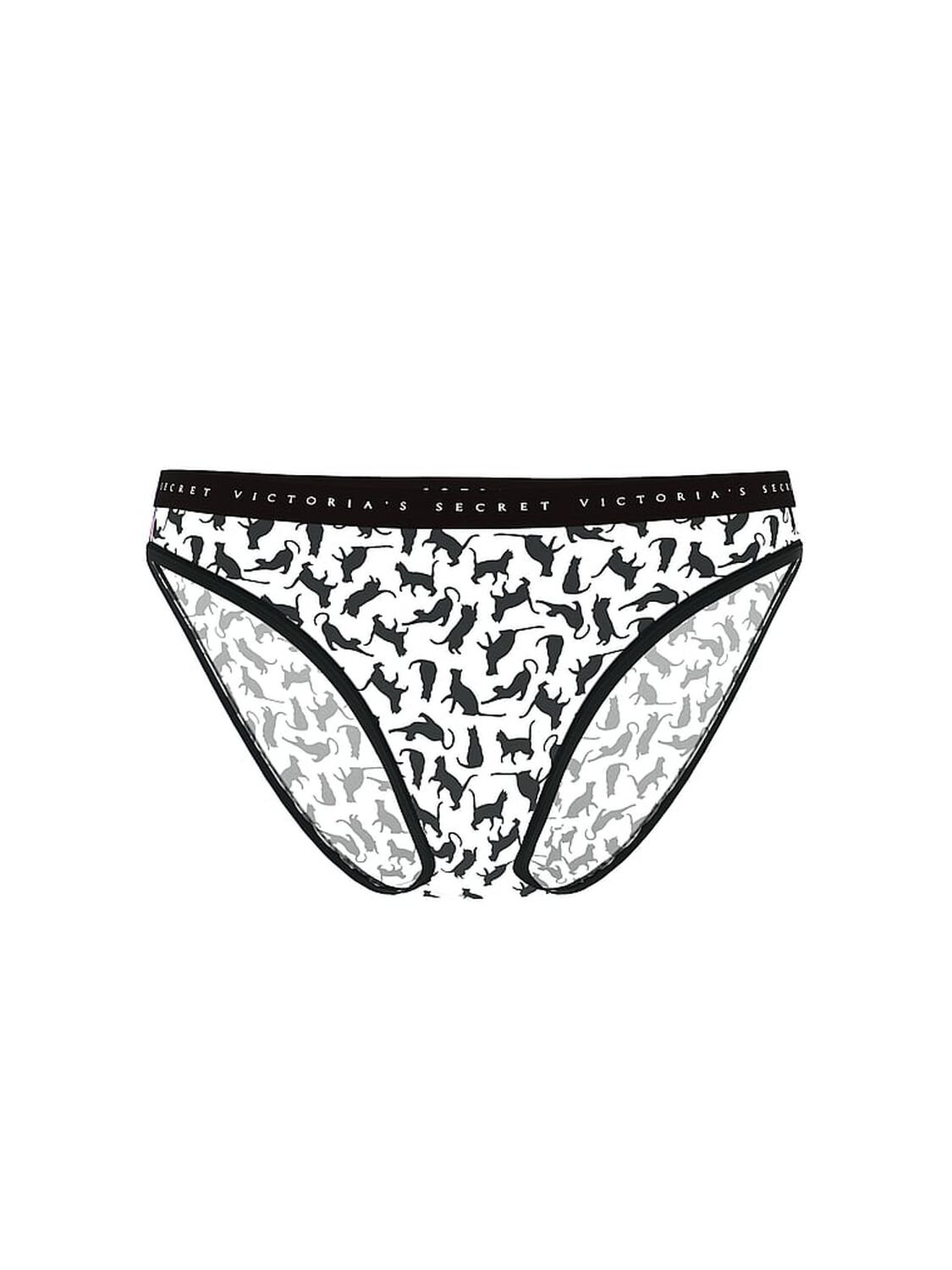 vs Victoria's Secret Stretch Cotton Bikini Panty Vs White Cats 3 of 3 