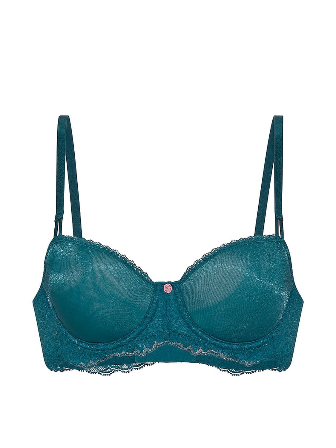 vs Dream Angels Wicked Sheer Shimmer Unlined Balconette Bra Aquarium Blue 3 of 4 