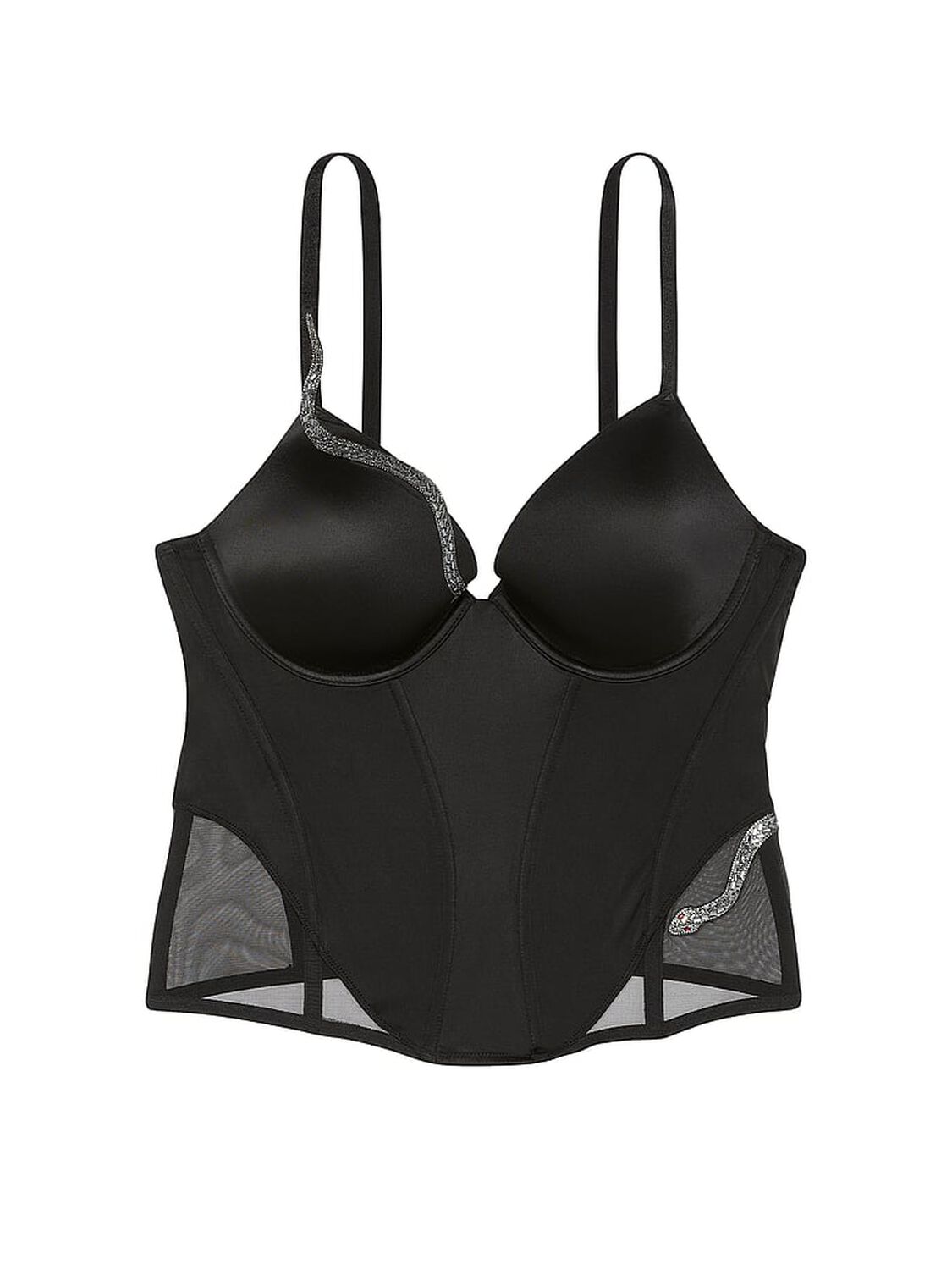 vs Victoria's Secret Snake Shine Lightly Lined Balconette Corset Top Black 3 of 4 