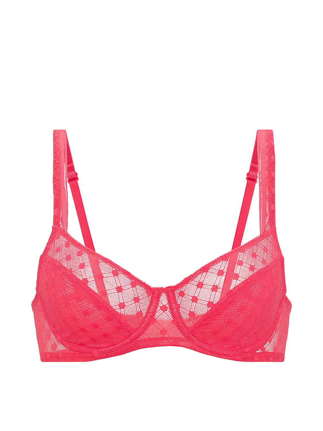 vs The Lacie Dot Geo Lace Unlined Balconette Bra Wild Watermelon 3 of 3 