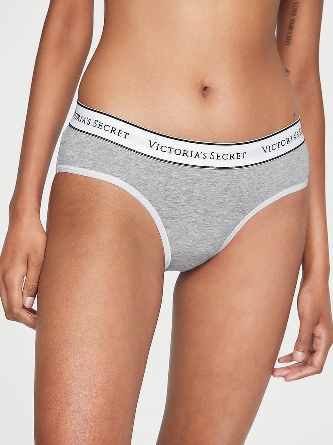 vs Cotton Logo Cotton Hiphugger Panty Heather Gray 1 of 3 