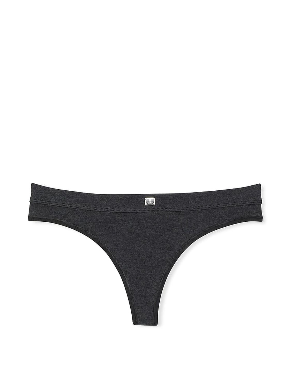 vs Cotton Logo Cotton Thong Panty Heather Black 2 of 4 