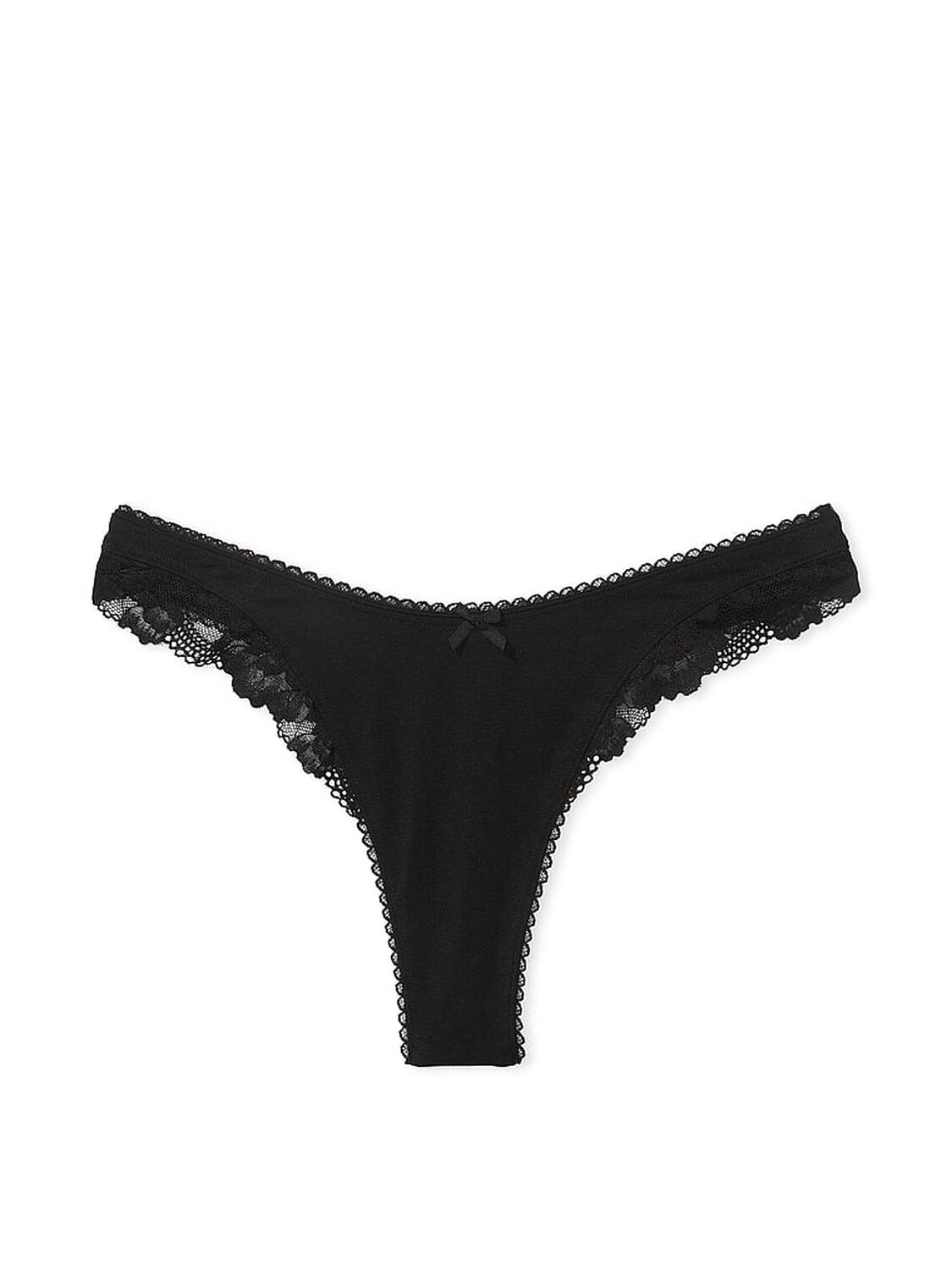 vs Victoria's Secret Stretch Cotton High-Leg Scoop Thong Panty Black 3 of 4 