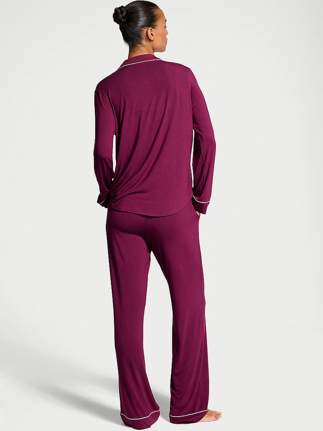 vs Victoria's Secret Modal Long Pajama Set Plum Rouge 2 of 4 