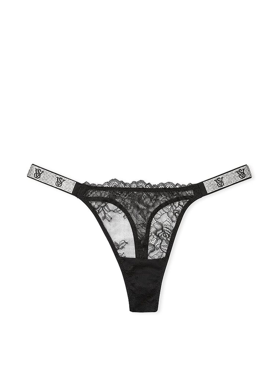vs Very Sexy Sunset Ombr&eacute; Shine Strap Rose Lace Panty Black 1 of 3 