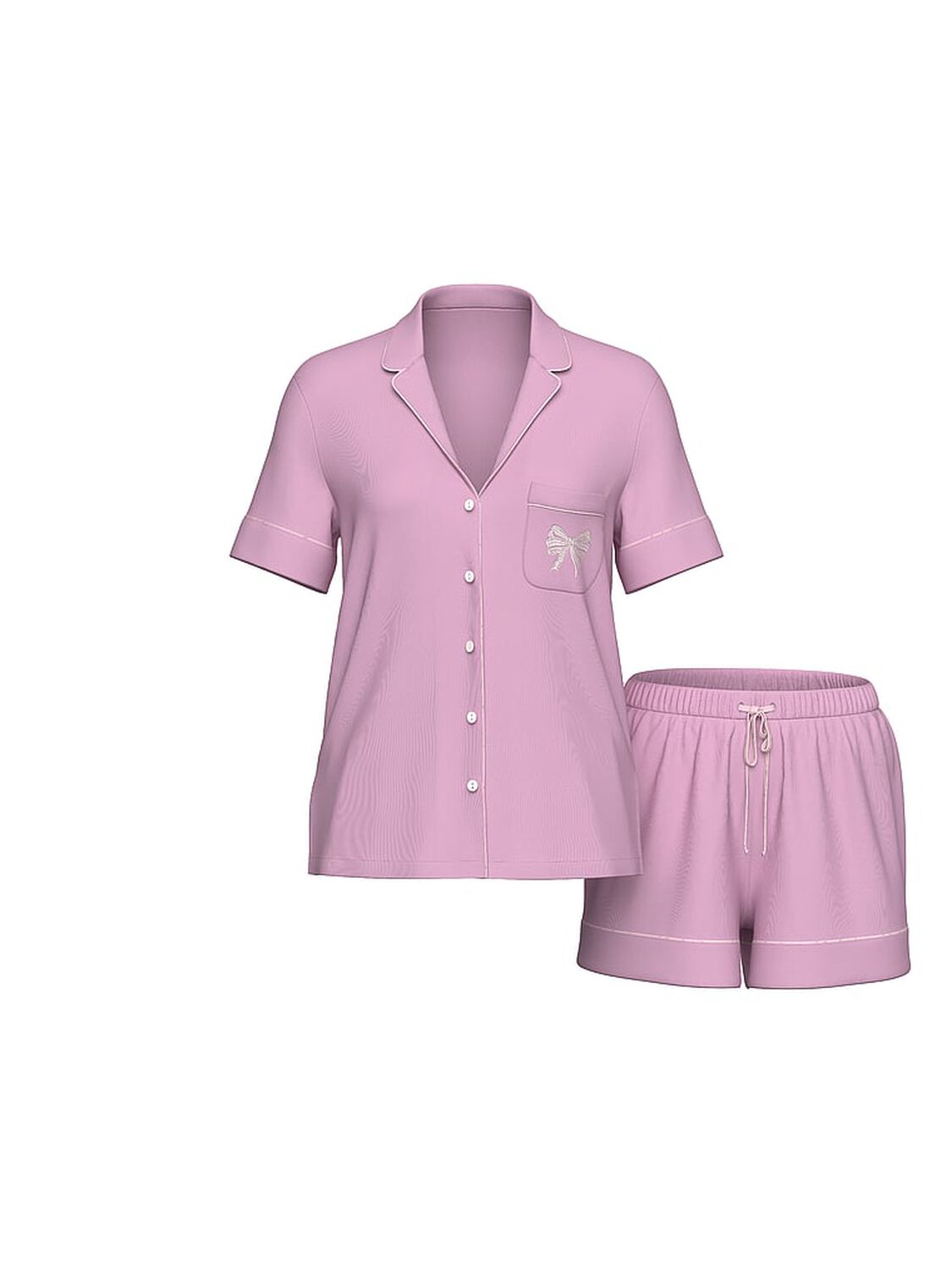 vs Victoria's Secret Modal Soft Bow Short Pajama Set Bikini Pink W Bow 3 of 3 