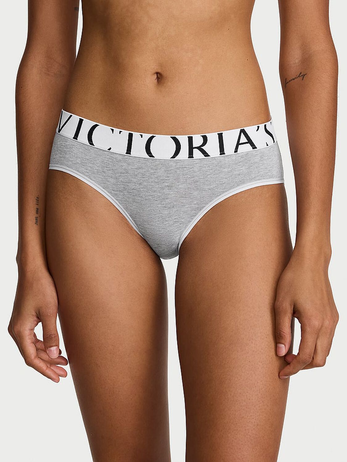 vs Cotton Exploded Logo Cotton Hiphugger Panty Medium Heather Grey 1 of 3 