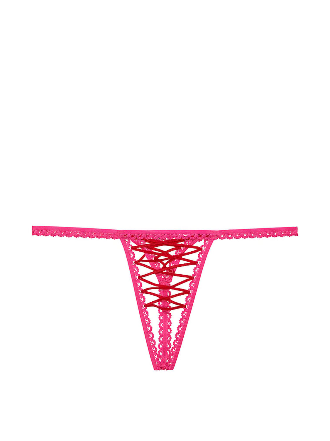 vs Dream Angels Lace-Up Crotchless Thong Panty Lipstick & Forever Pink 3 of 3 