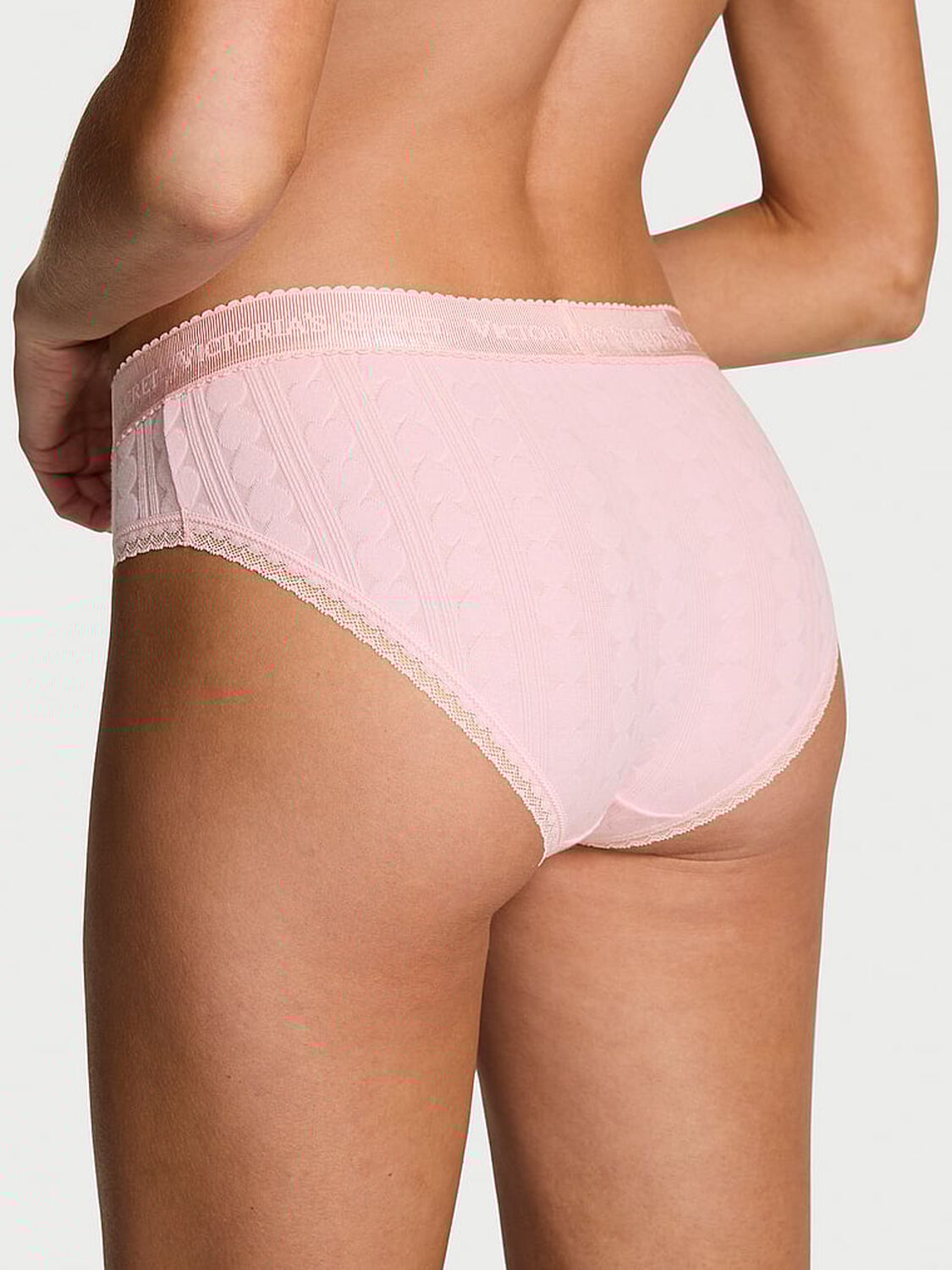 vs Cotton Logo Heart Pointelle Hiphugger Panty Pretty Blossom 2 of 3 