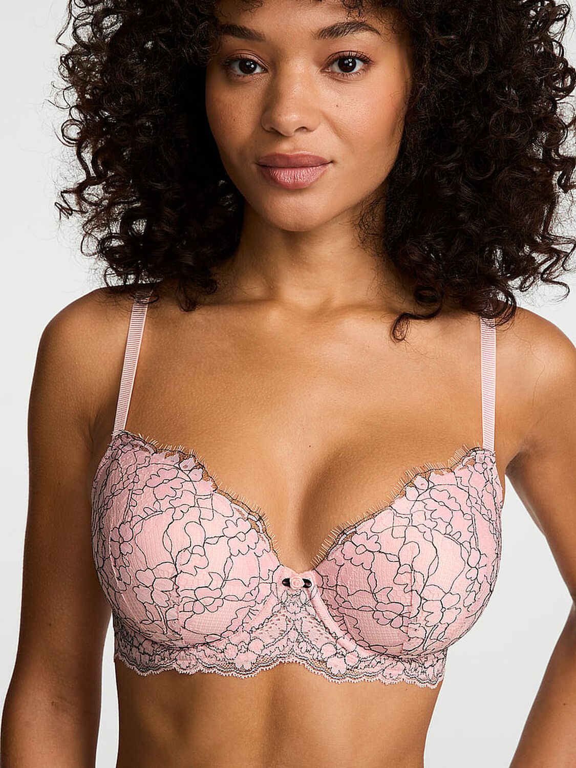 vs Dream Angels Lace Lightly Lined Demi Bra Angel Pink 1 of 3 