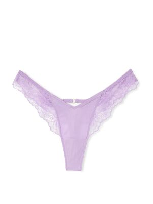 Rose Lace-Trim High-Leg Thong Panty