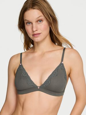 Cotton Shadow Stripe Unlined Triangle Bralette