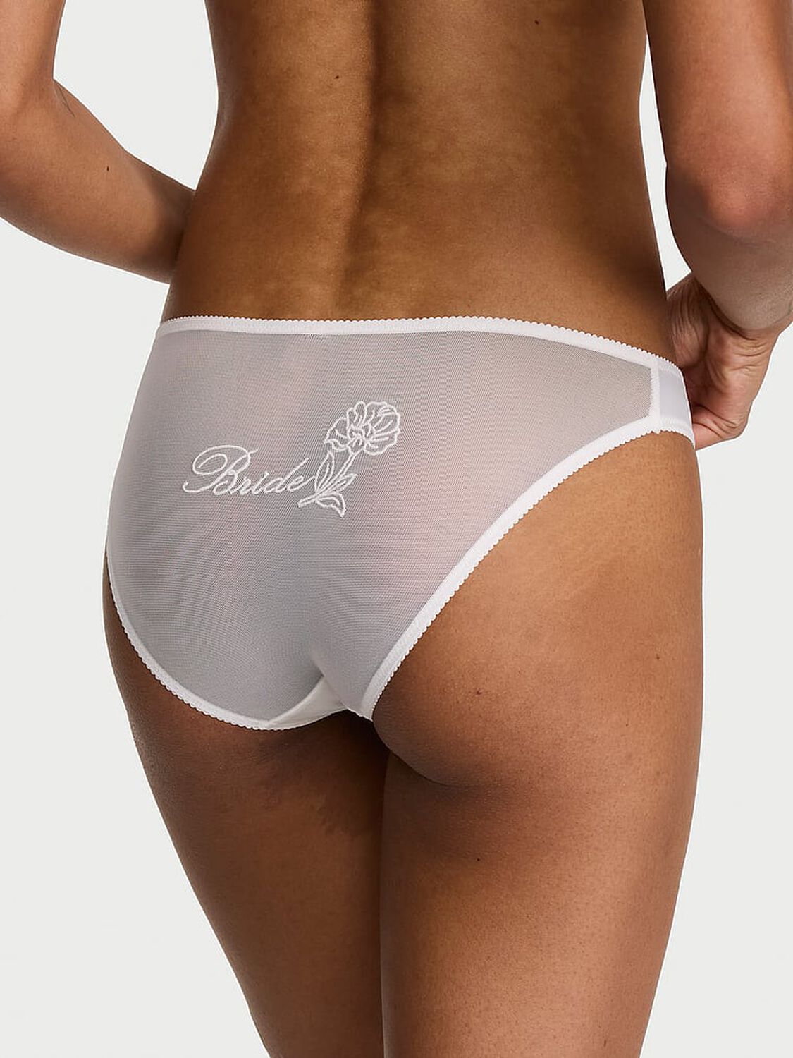 vs Dream Angels Satin & Mesh Bride Bikini Panty Coconut White 2 of 3 