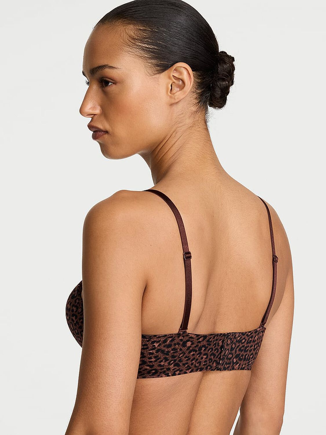 vs Victoria's Secret Bare Bombshell Add-2-Cups Push-Up Strapless Bra Ganache Leopard 2 of 4 