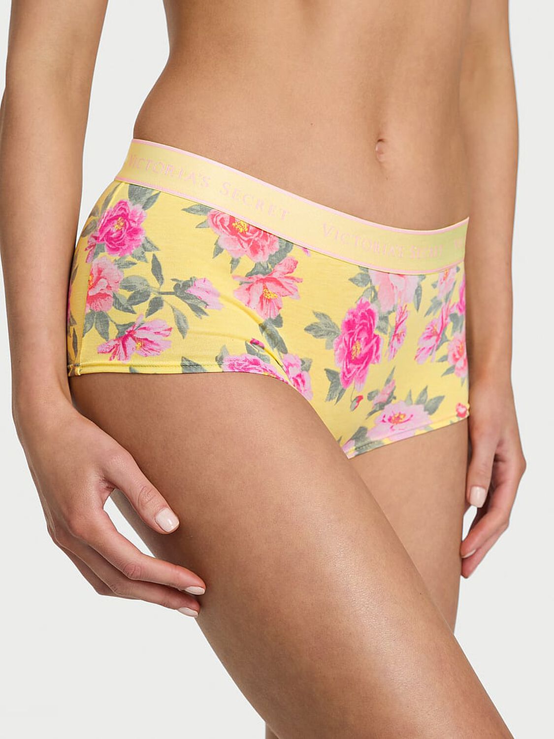 vs Cotton Logo Cotton Boyshort Panty Yellow Floral 1 of 3 