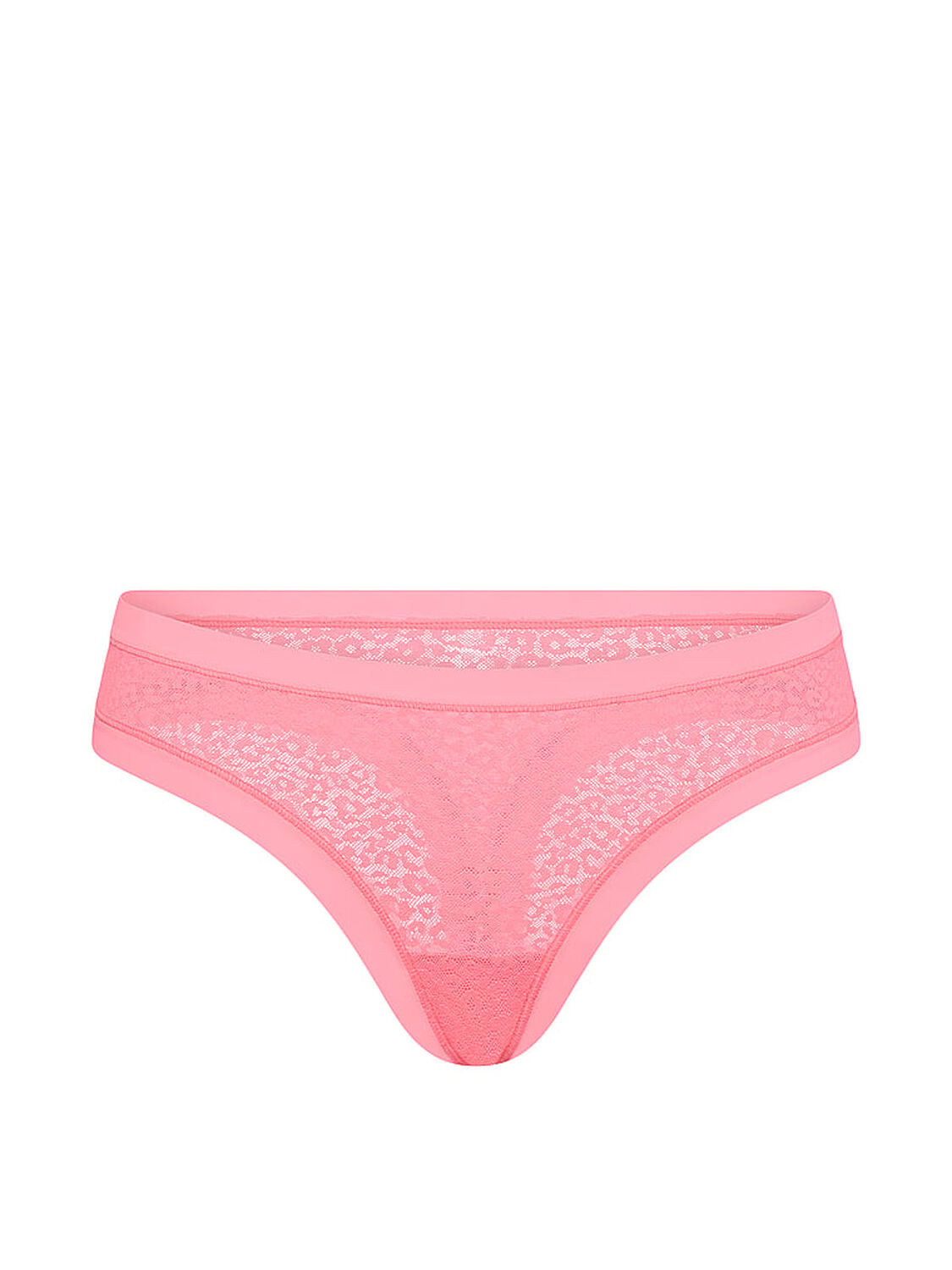 vs No-Show No-Show Leopard Lace Thong Panty Pink Highlighter 3 of 3 