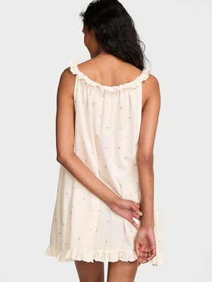 Cotton Dream Lace-Trim Short Slip Dress