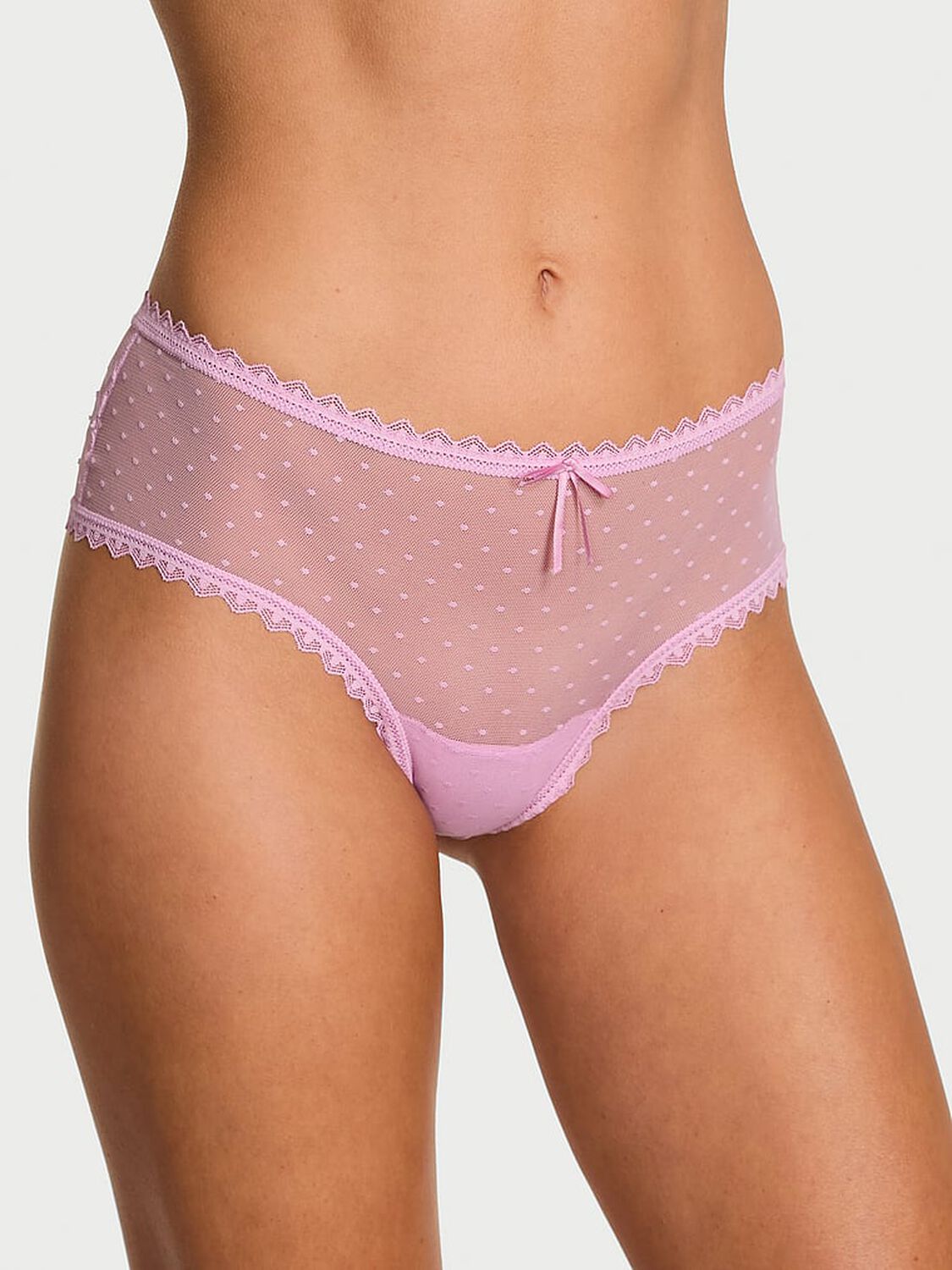vs The Lacie Bow Lace Mesh Cheeky Panty Bikini Pink 1 of 4 