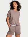 100% Cotton Short Pajama Set, Heather Cocoa Blush, swatch